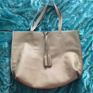 Reversible faux leather tote bag
